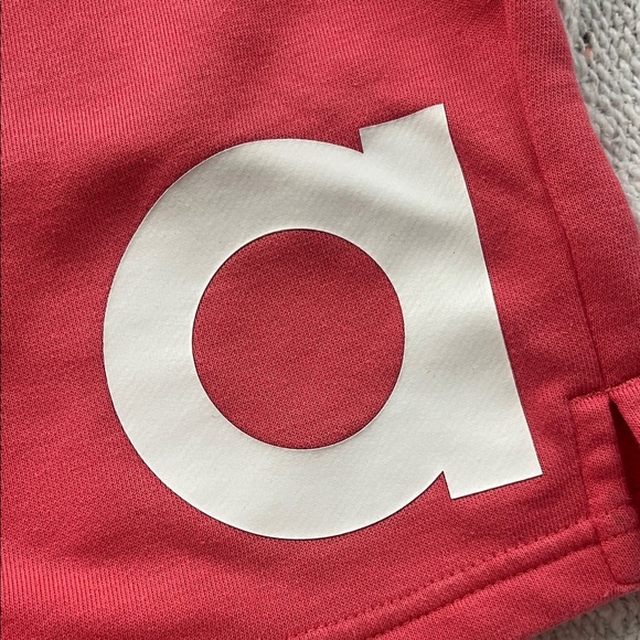 adidas Women's Athletic Shorts in Coral with White Logo - Picture 3 of 8
